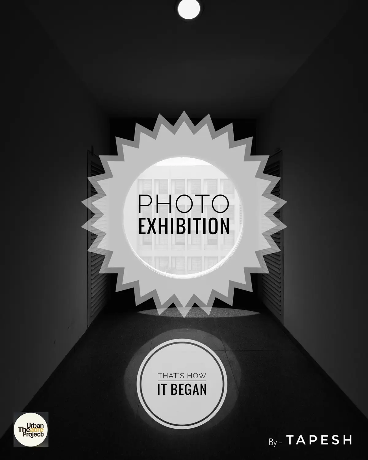 Poster for the photo exhibition: a white star on black, "That's how it began."